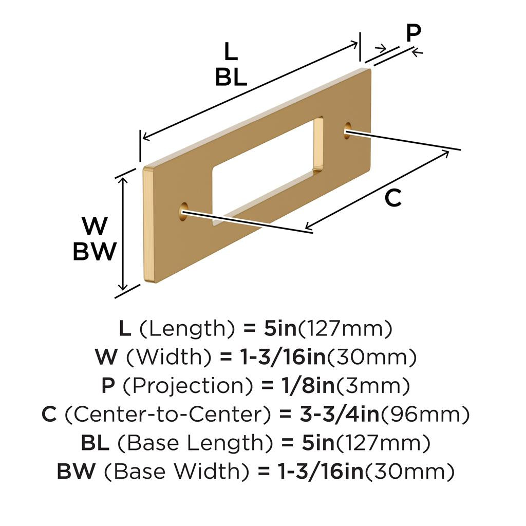 AMEROCK Medora Rectangle Cabinet Handle Backplate in Champagne Bronze (+8 Sizes)
