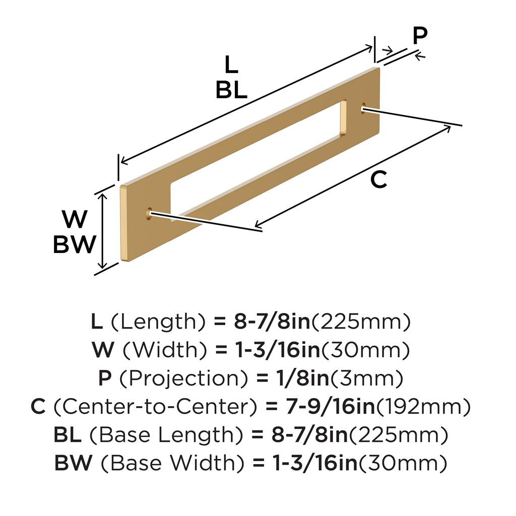 AMEROCK Medora Rectangle Cabinet Handle Backplate in Champagne Bronze (+8 Sizes)