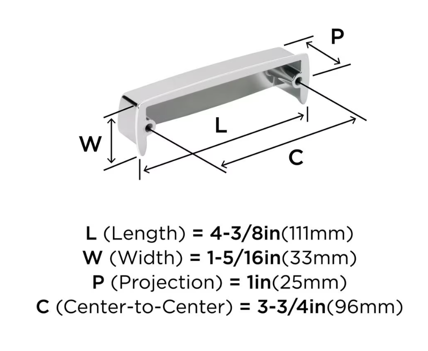 AMEROCK Kane 3-3/4" Centers Cup Pull in Polished Chrome