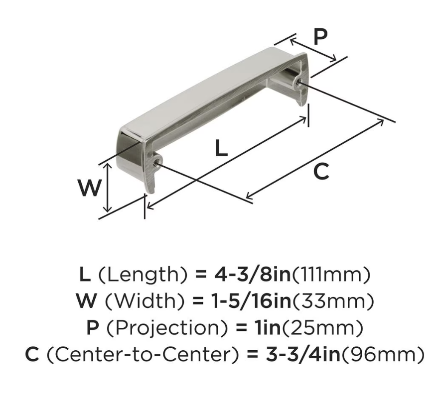 AMEROCK Kane 3-3/4" Centers Cup Pull in Polished Nickel