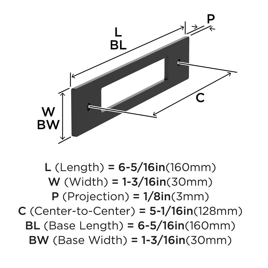 AMEROCK Medora Rectangle Cabinet Handle Backplate in Flat Black (+8 Sizes)