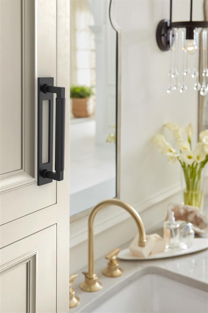 AMEROCK Medora Rectangle Cabinet Handle Backplate in Flat Black (+8 Sizes)