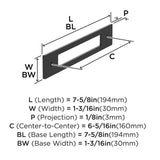 AMEROCK Medora Rectangle Cabinet Handle Backplate in Flat Black (+8 Sizes)