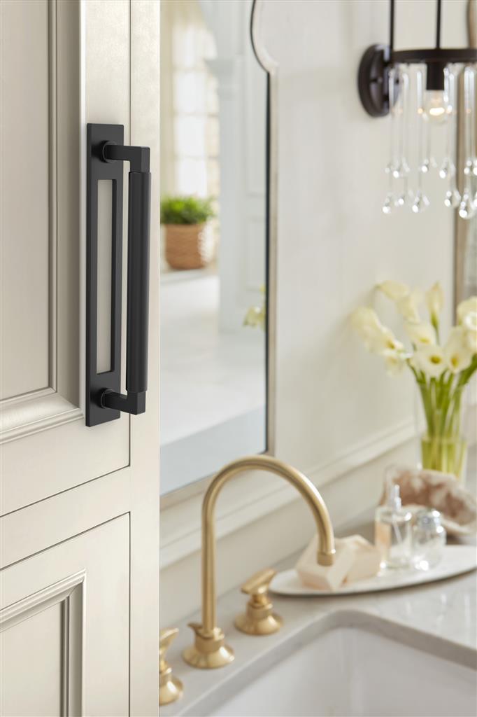 AMEROCK Medora Rectangle Cabinet Handle Backplate in Flat Black (+8 Sizes)