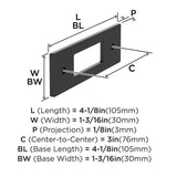 AMEROCK Medora Rectangle Cabinet Handle Backplate in Flat Black (+8 Sizes)