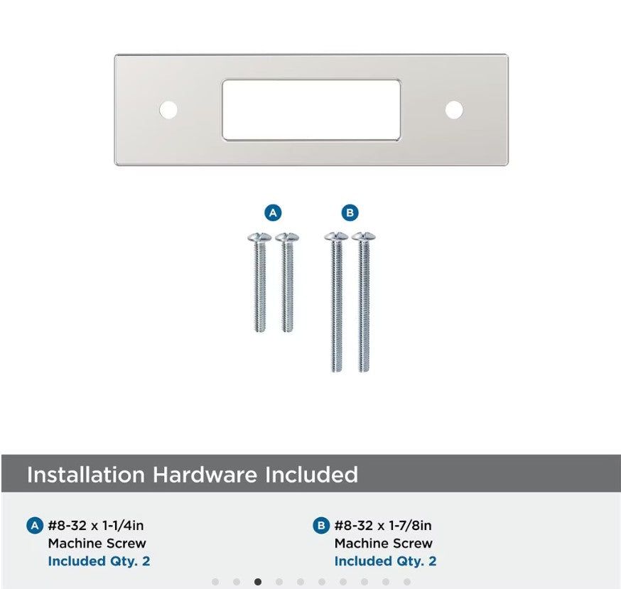 AMEROCK Medora Rectangle Cabinet Handle Backplate in Polished Nickel (+8 Sizes)