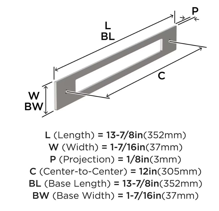AMEROCK Medora Rectangle Appliance Pull Backplate in Satin Nickel (+2 Sizes)