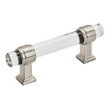 AMEROCK Glacio Glass Handle Cabinet Pull in Clear and Satin Nickel (+5 Sizes)