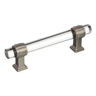 AMEROCK Glacio Glass Handle Cabinet Pull in Clear and Satin Nickel (+5 Sizes)