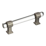 AMEROCK Glacio Glass Handle Cabinet Pull in Clear and Satin Nickel (+5 Sizes)
