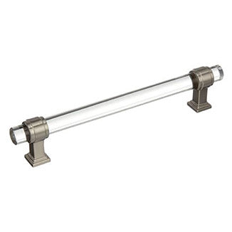 AMEROCK Glacio Glass Handle Cabinet Pull in Clear and Satin Nickel (+5 Sizes)