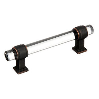AMEROCK Glacio Glass Handle Cabinet Pull in Clear and Oil Rubbed Bronze (+5 Sizes)