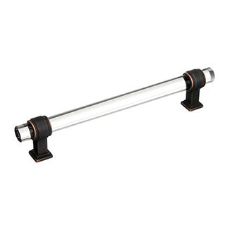AMEROCK Glacio Glass Handle Cabinet Pull in Clear and Oil Rubbed Bronze (+5 Sizes)