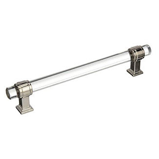 AMEROCK Glacio Glass Handle Cabinet Pull in Clear and Polished Nickel (+5 Sizes)