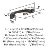 Amerock Vaile Handle Pull in Oil Rubbed Bronze 3"