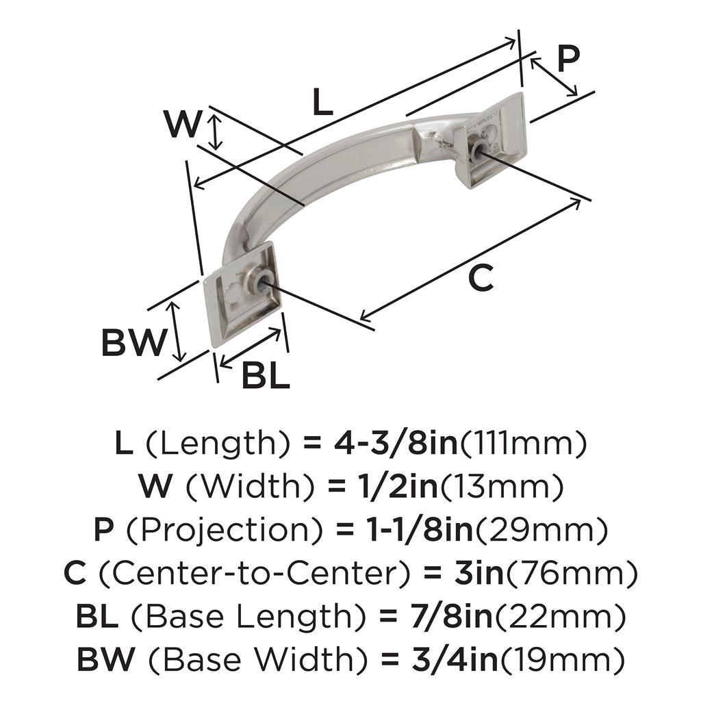 AMEROCK Candler Handle Cabinet Pull in Polished Nickel (+8 Sizes)