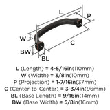 15-B AMEROCK Revitalize 3-3/4" Center to Center Handle Cabinet Pull - Oil Rubbed Bronze BP55344ORB Specs