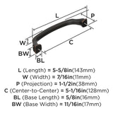 15-C AMEROCK Revitalize 5-1/16" Center to Center Handle Cabinet Pull - Oil Rubbed Bronze BP55346ORB Specs