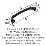 15-D AMEROCK Revitalize 6-5/16" Center to Center Handle Cabinet Pull - Oil Rubbed Bronze BP55347ORB Specs