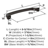 15-E AMEROCK Revitalize 8" Center to Center Handle Cabinet Pull - Oil Rubbed Bronze BP55351ORB Specs