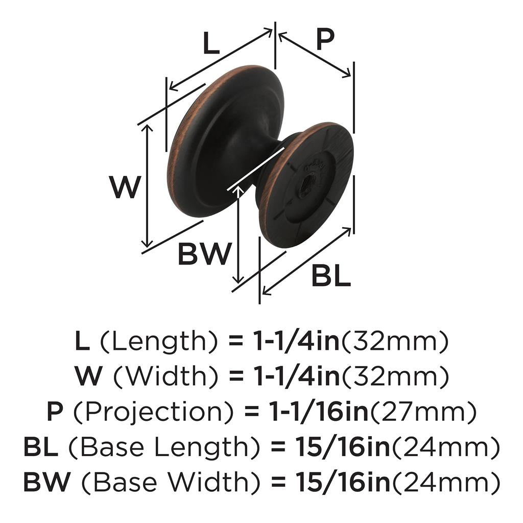 AMEROCK Ravino 1-1/4" Diameter Cabinet Knob in Oil Rubbed Bronze