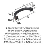 15 AMEROCK Revitalize 3" Center to Center Handle Cabinet Pull - Oil Rubbed Bronze BP55343ORB Specs
