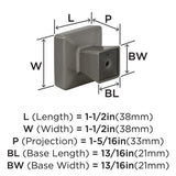 AMEROCK Blackrock Square Cabinet Knob in Satin Nickel (+2 Sizes)