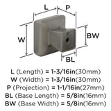 AMEROCK Blackrock Square Cabinet Knob in Satin Nickel (+2 Sizes)