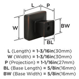 AMEROCK Blackrock Square Cabinet Knob in Oil Rubbed Bronze (+2 Sizes)