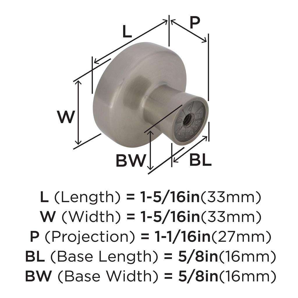 AMEROCK Blackrock Round Cabinet Knob in Satin Nickel (+2 Sizes)