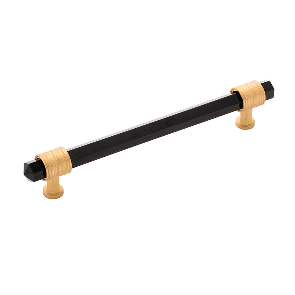 BELWITH KEELER Chrysalis Black Glass Handle Pull in Brushed Golden Brass