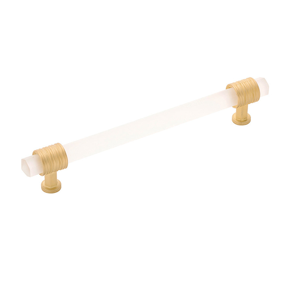 BELWITH KEELER Chrysalis Frosted Glass Handle Pull in Brushed Golden Brass