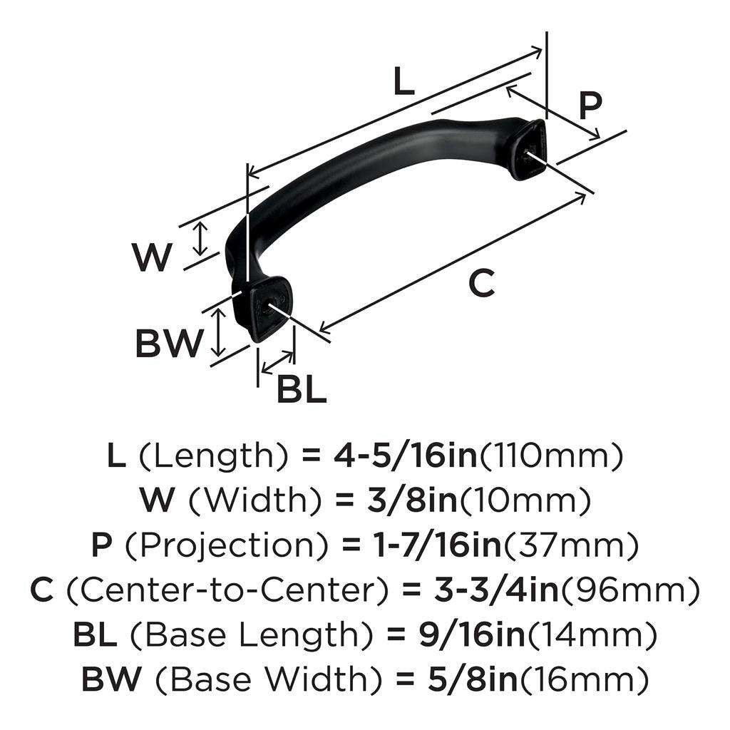 179-B AMEROCK Revitalize 3-3/4" Center to Center Handle Cabinet Pull - Black Bronze BP55344BBR Specs
