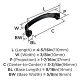179-B AMEROCK Revitalize 3-3/4" Center to Center Handle Cabinet Pull - Black Bronze BP55344BBR Specs