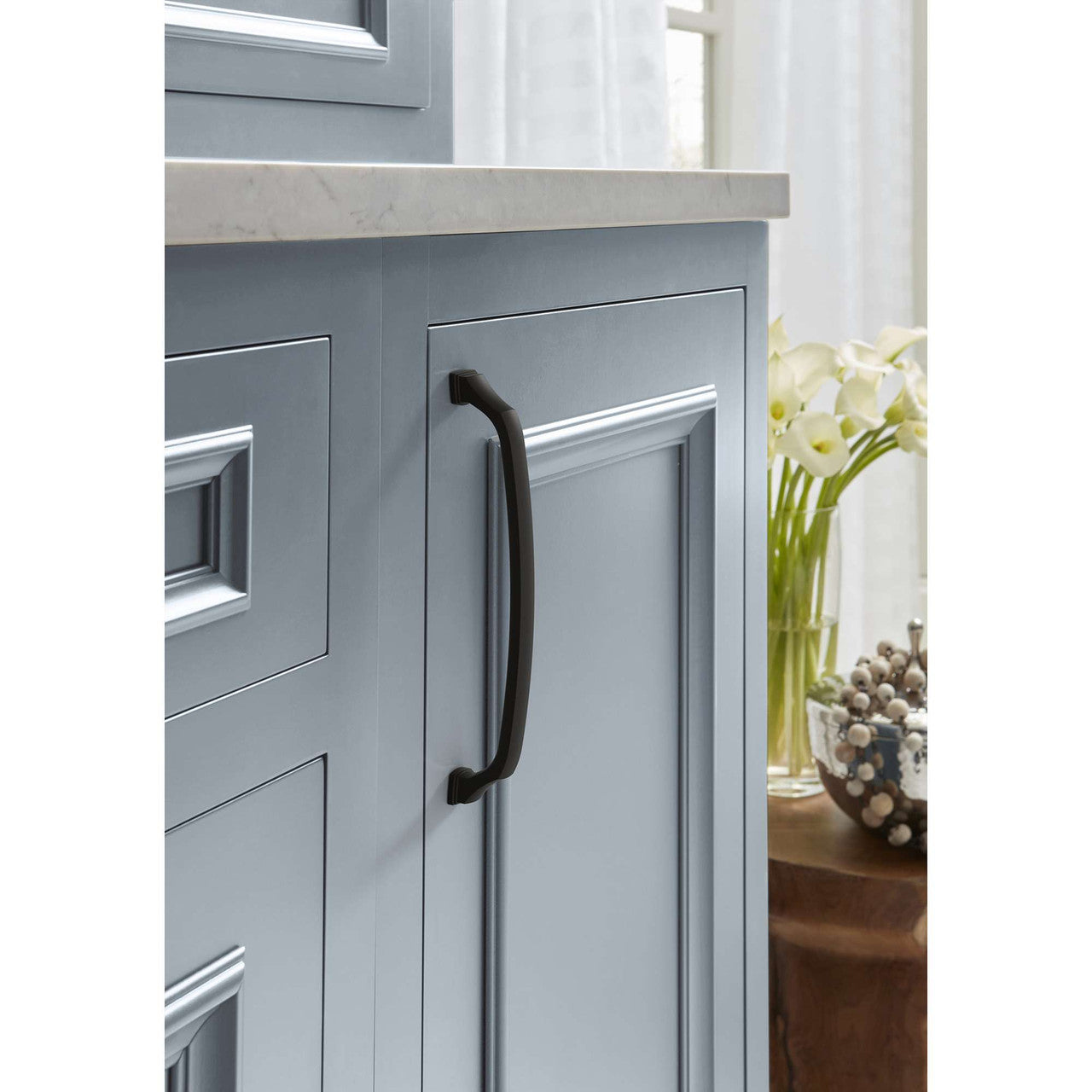 180-C AMEROCK Revitalize 8" Center to Center Handle Cabinet Pull - Black Bronze BP55351BBR on Cabinet