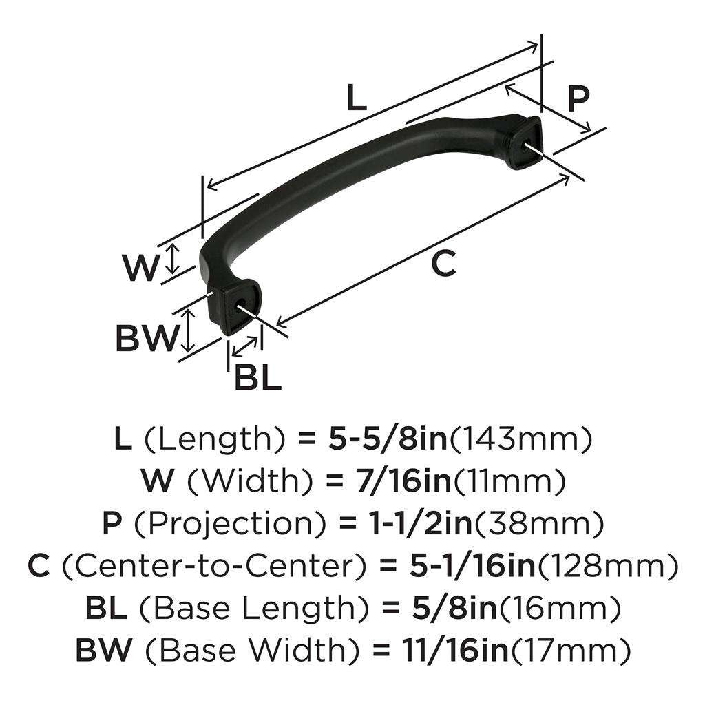 180 AMEROCK Revitalize 5-1/16" Center to Center Handle Cabinet Pull - Black Bronze BP55346BBR Specs