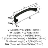 180 AMEROCK Revitalize 5-1/16" Center to Center Handle Cabinet Pull - Black Bronze BP55346BBR Specs
