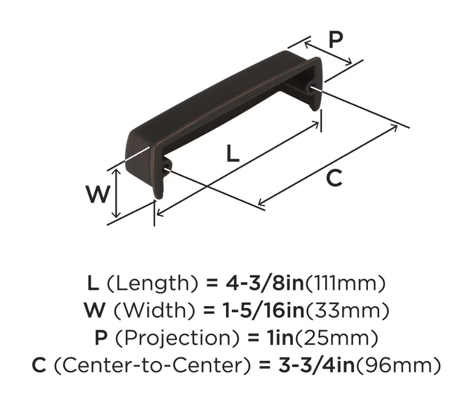 AMEROCK Kane 3-3/4" Centers Cup Pull in Oil Rubbed Bronze