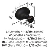 AMEROCK Vaile 1-3/8" Length Oval Cabinet Knob in Oil Rubbed Bronze