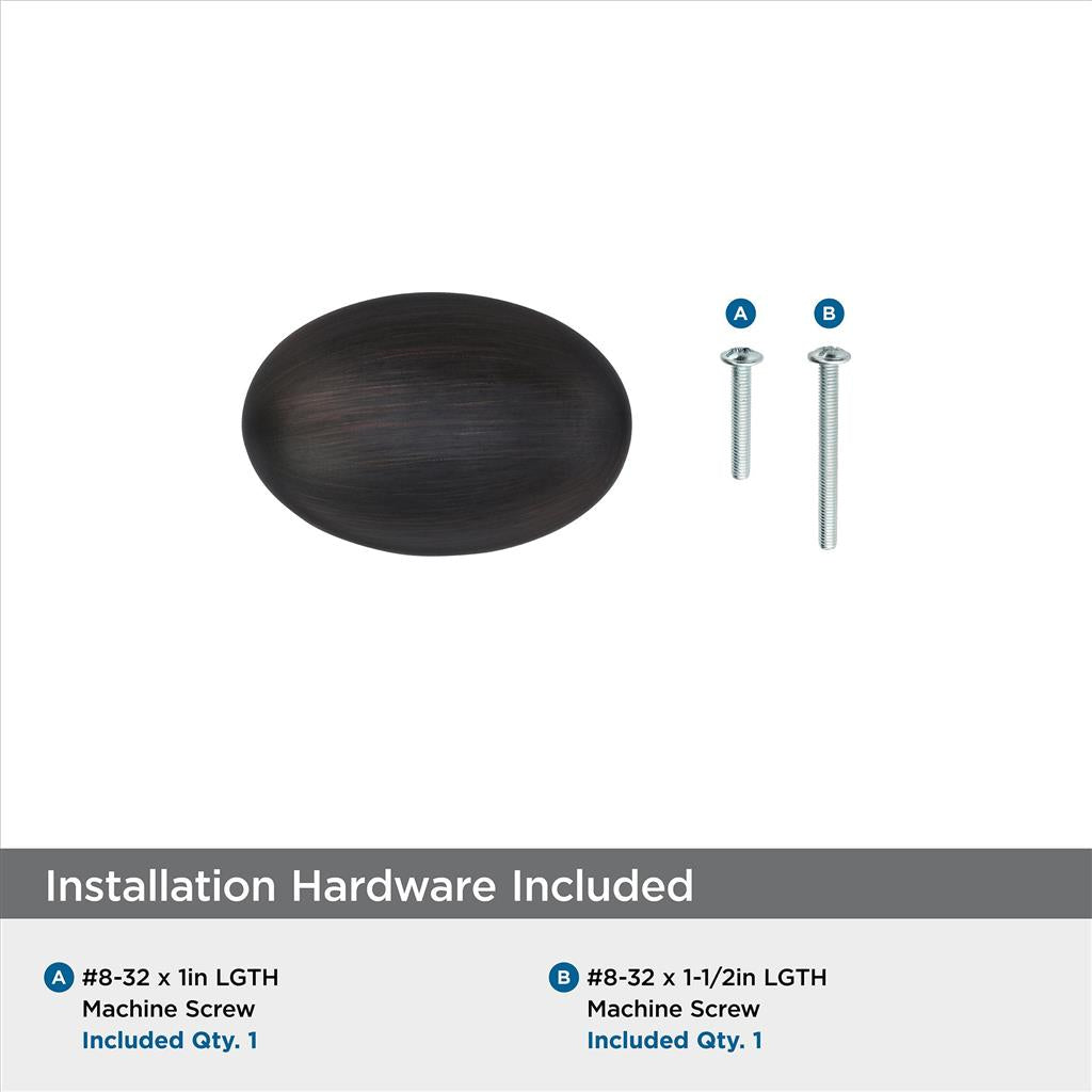 AMEROCK Vaile 1-3/8" Length Oval Cabinet Knob in Oil Rubbed Bronze