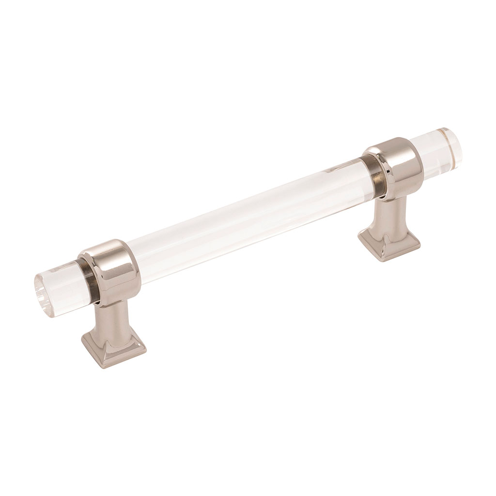 HICKORY Crystal Palace Handle Cabinet Pulls in Polished Nickel and Clear (+3 Sizes)