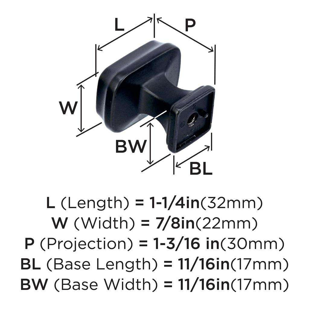 AMEROCK Revitalize 1-1/4" Length Rectangle Cabinet Knob in Black Bronze BP55340BBR Specs