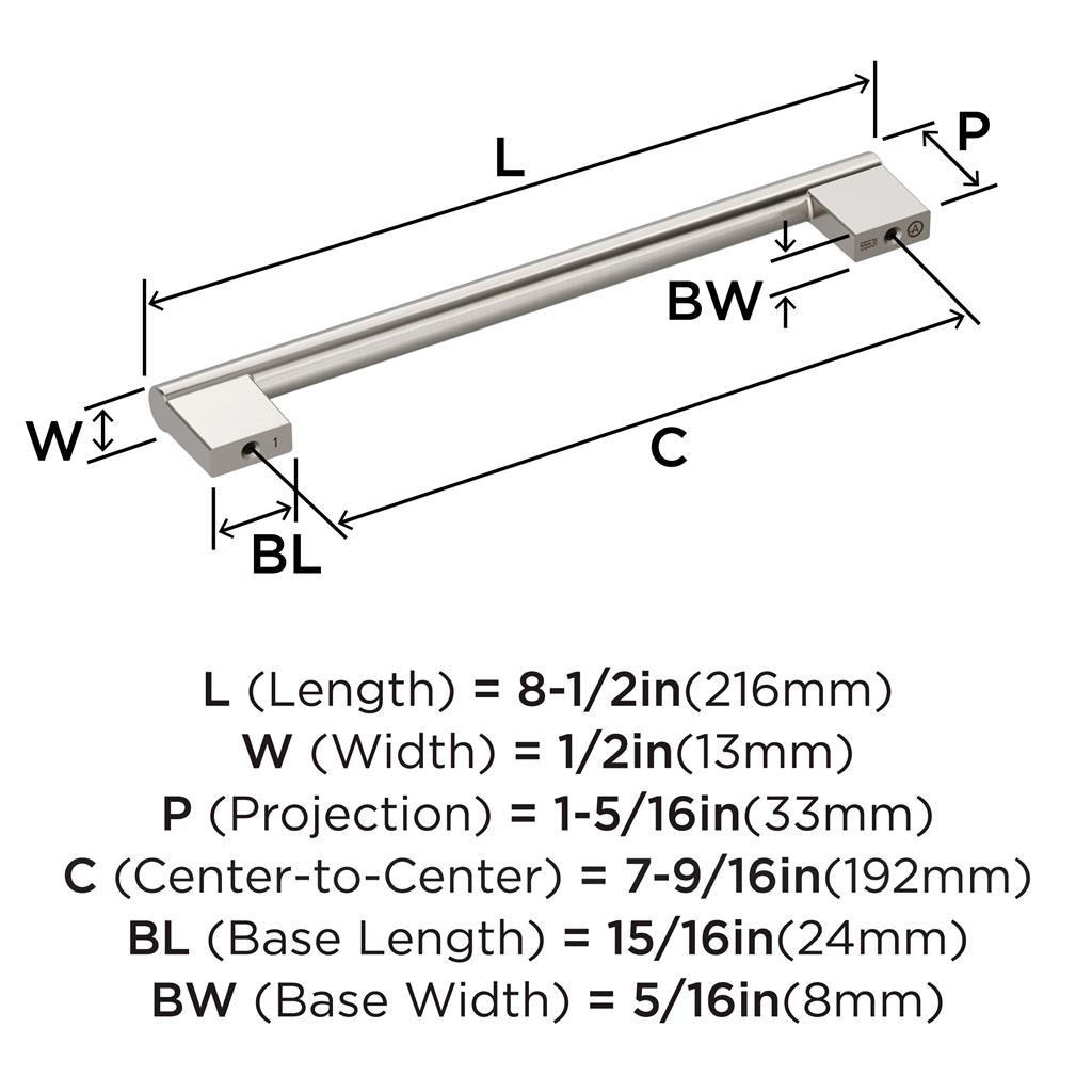 AMEROCK Versa Handle Cabinet Pull in Satin Nickel (+8 Sizes)