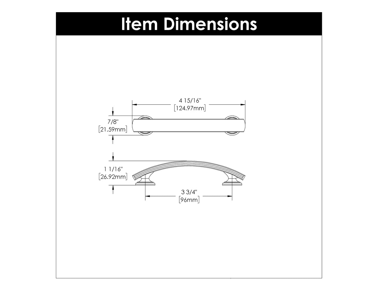 HICKORY American Diner Handle Cabinet Pulls in Matte Black (+7 Sizes)