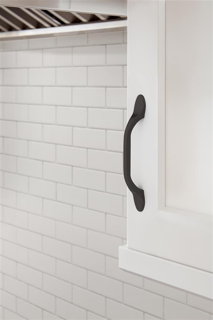 AMEROCK Ravino 96mm Center to Center Handle Cabinet Pull - Oil Rubbed Bronze BP21936ORB on White