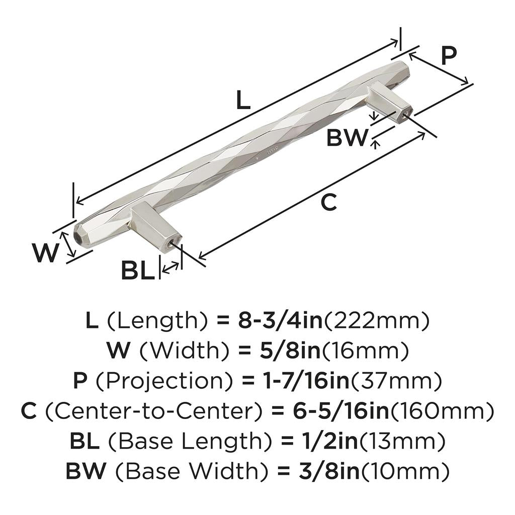 AMEROCK St. Vincent Geometric Bar Pulls in Polished Nickel (+6 Sizes)