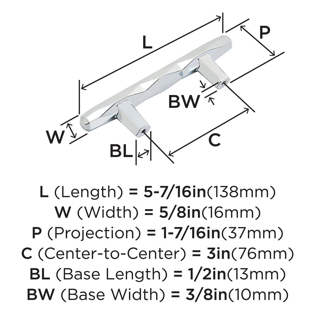 AMEROCK St. Vincent Geometric Bar Pulls in Polished Chrome (+6 Sizes)