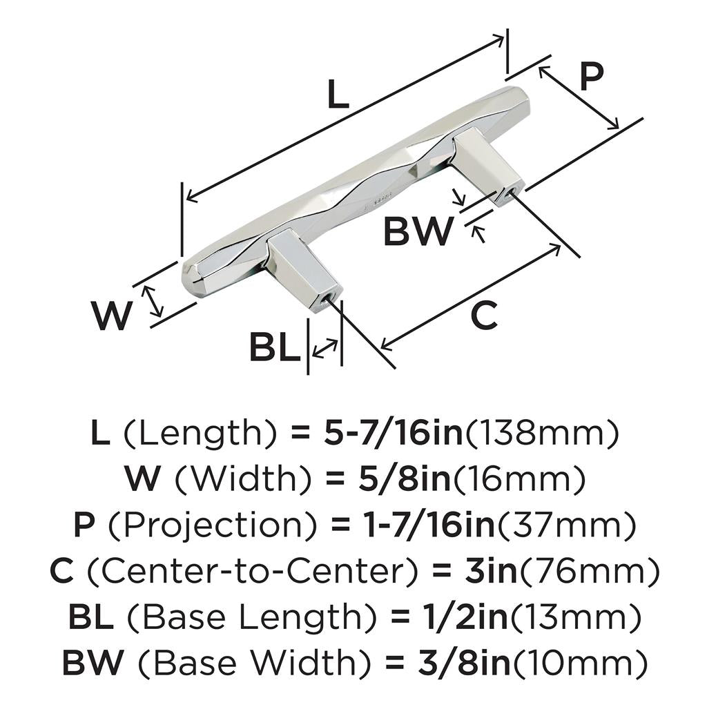 AMEROCK St. Vincent Geometric Bar Pulls in Polished Nickel (+6 Sizes)