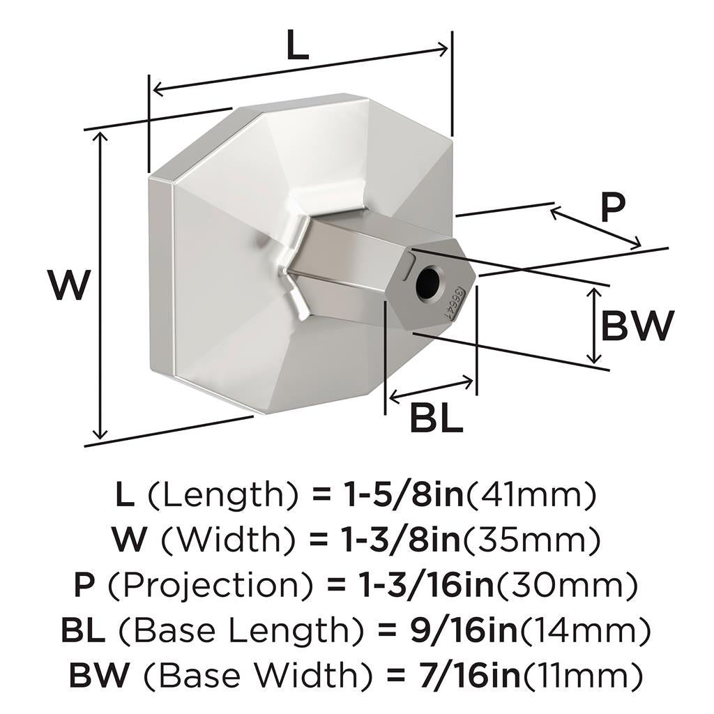 AMEROCK St. Vincent 1-5/8" Length Geometric Cabinet Knob in Polished Nickel