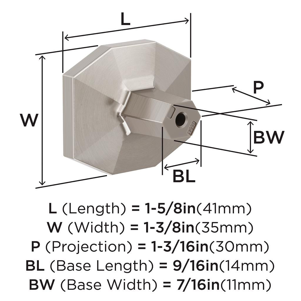 AMEROCK St. Vincent 1-5/8" Length Geometric Cabinet Knob in Satin Nickel